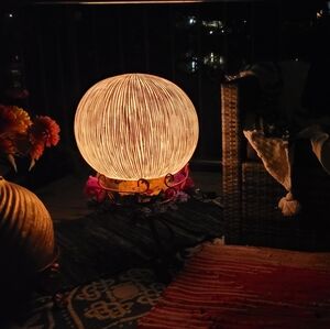 16" Mariana Abstract Sandstone Ribbed Finish Outdoor Light Ball
